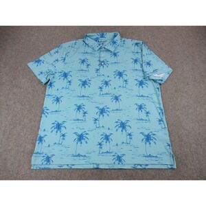Chubbies Polo Shirt Mens 2XL XXL Blue Palm Tree Island Print Stretch Golf